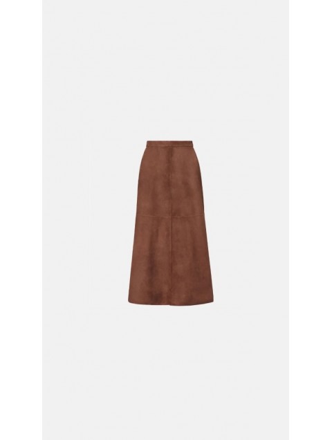STEFANIA VAIDANI Allagi Suede Midi Skirt Καφέ Μίντι Φούστα