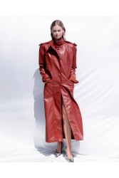 STEFANIA VAIDANI Anatoli Vegan Leather Trenchcoat Τερακότα Καπαρντίνα