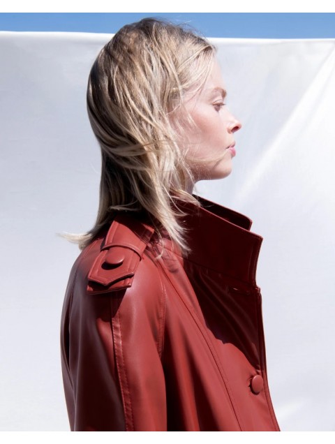 STEFANIA VAIDANI Anatoli Vegan Leather Trenchcoat Τερακότα Καπαρντίνα