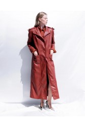 STEFANIA VAIDANI Anatoli Vegan Leather Trenchcoat Τερακότα Καπαρντίνα