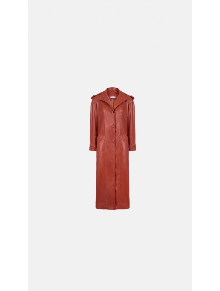 STEFANIA VAIDANI Anatoli Vegan Leather Trenchcoat Τερακότα Καπαρντίνα