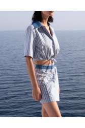 STEFANIA VAIDANI Arancaya Striped Top Ριγέ Γκοφρέ Τοπ