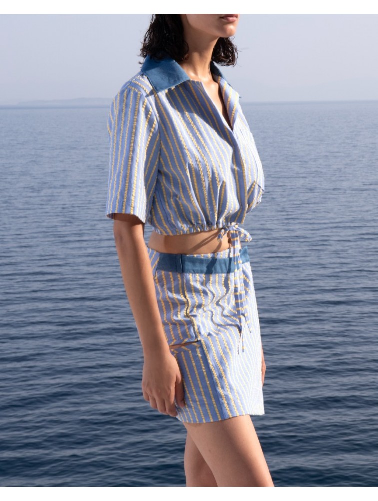 STEFANIA VAIDANI Arancaya Striped Top Ριγέ Γκοφρέ Τοπ