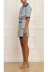 STEFANIA VAIDANI Arancaya Striped Top Ριγέ Γκοφρέ Τοπ