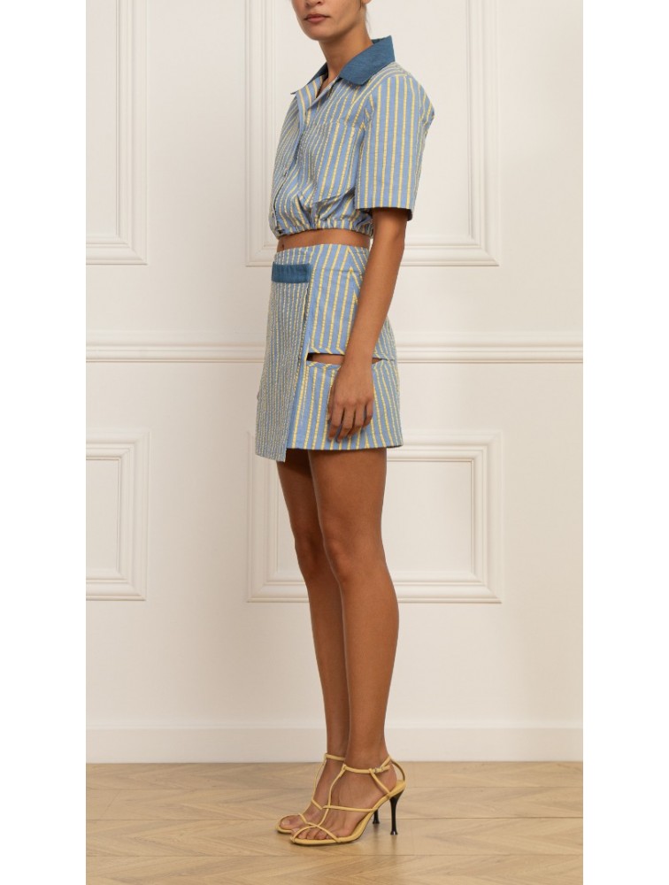 STEFANIA VAIDANI Arancaya Striped Top Ριγέ Γκοφρέ Τοπ