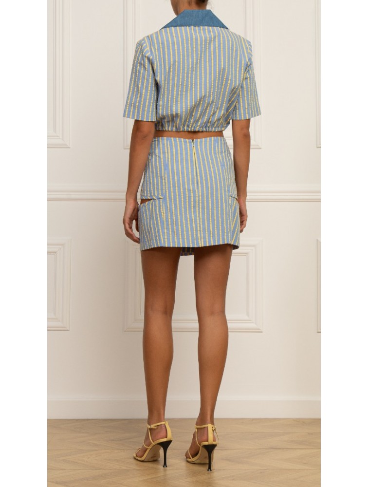 STEFANIA VAIDANI Arancaya Striped Top Ριγέ Γκοφρέ Τοπ