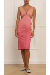 STEFANIA VAIDANI Juliaca Lurex Cut Out Dress Λούρεξ Ροζ Φόρεμα