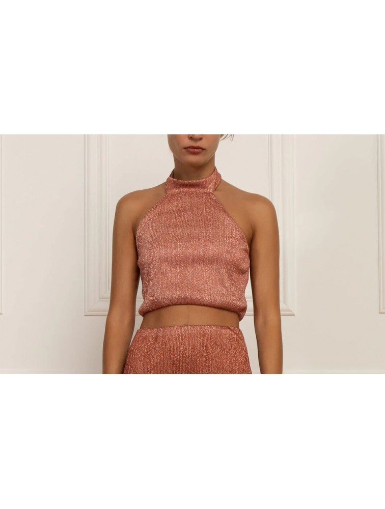 STEFANIA VAIDANI Juliaca Lurex Top Λούρεξ Σομόν Τοπ