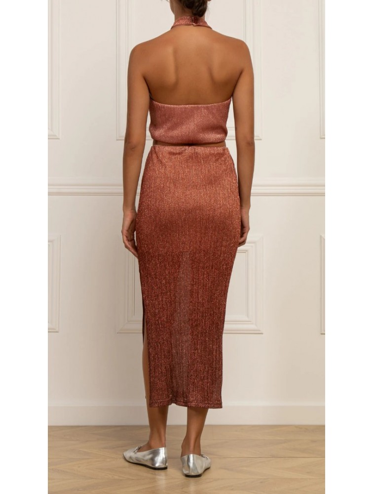 STEFANIA VAIDANI Juliaca Lurex Top Λούρεξ Σομόν Τοπ