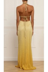 STEFANIA VAIDANI Arancaya Lurex Cut Out Dress Λούρεξ Κίτρινο Φόρεμα