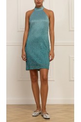 STEFANIA VAIDANI Huaraz Lurex Knitt Dress Λούρεξ Μπλε Φόρεμα