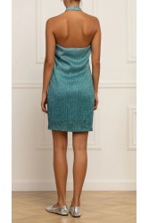 STEFANIA VAIDANI Huaraz Lurex Knitt Dress Λούρεξ Μπλε Φόρεμα