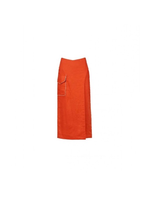 STEFANIA VAIDANI PARACAS LINEN CARGO SKIRT Coral STEFANIA VAIDANI PARACAS LINEN CARGO SKIRT Coral