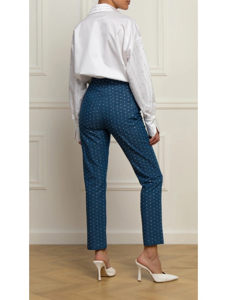 STEFANIA VAIDANI Brunerra Denim Crystal Pants Τζιν Παντελόνι