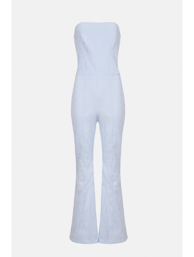 STEFANIA VAIDANI Bleu Striped Jumpsuit