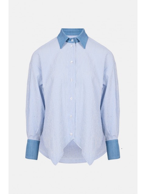 STEFANIA VAIDANI Bleu Striped Shirt Γαλάζιο Ριγέ Πουκάμισο