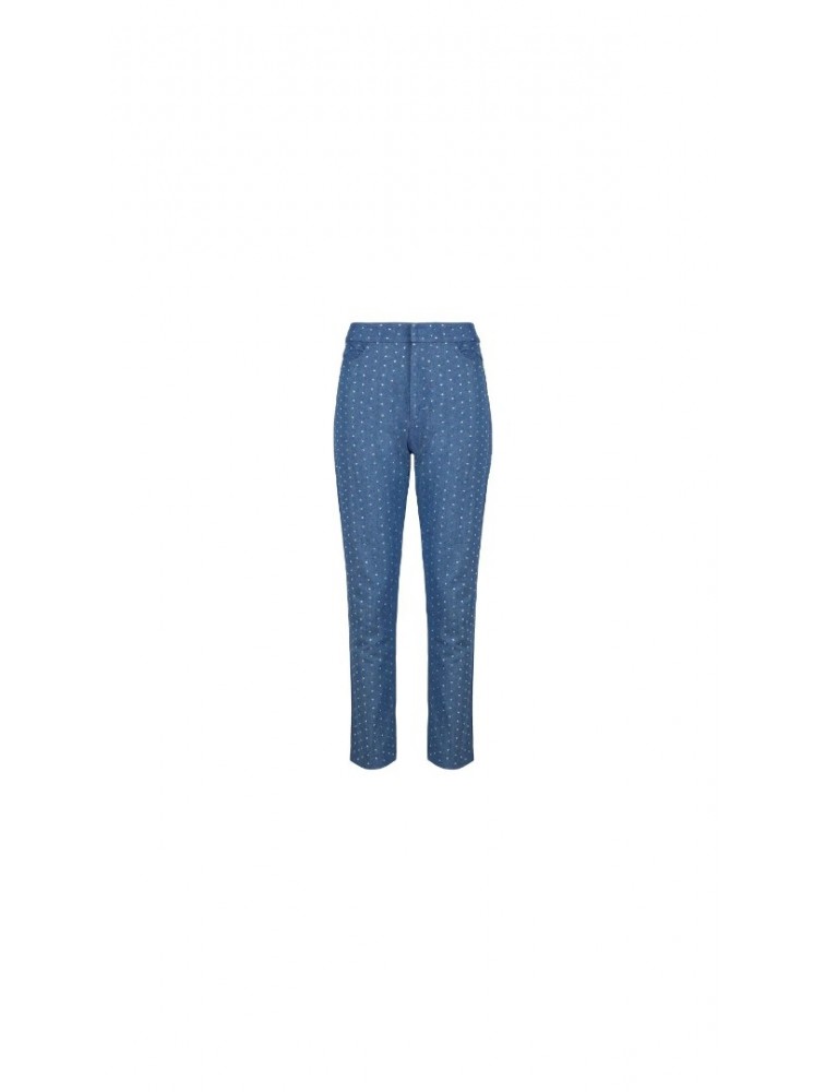 STEFANIA VAIDANI Brunerra Denim Crystal Pants Τζιν Παντελόνι