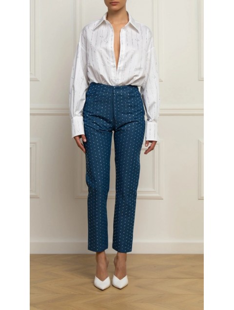 STEFANIA VAIDANI Brunerra Denim Crystal Pants STEFANIA VAIDANI Brunerra Denim Crystal Pants
