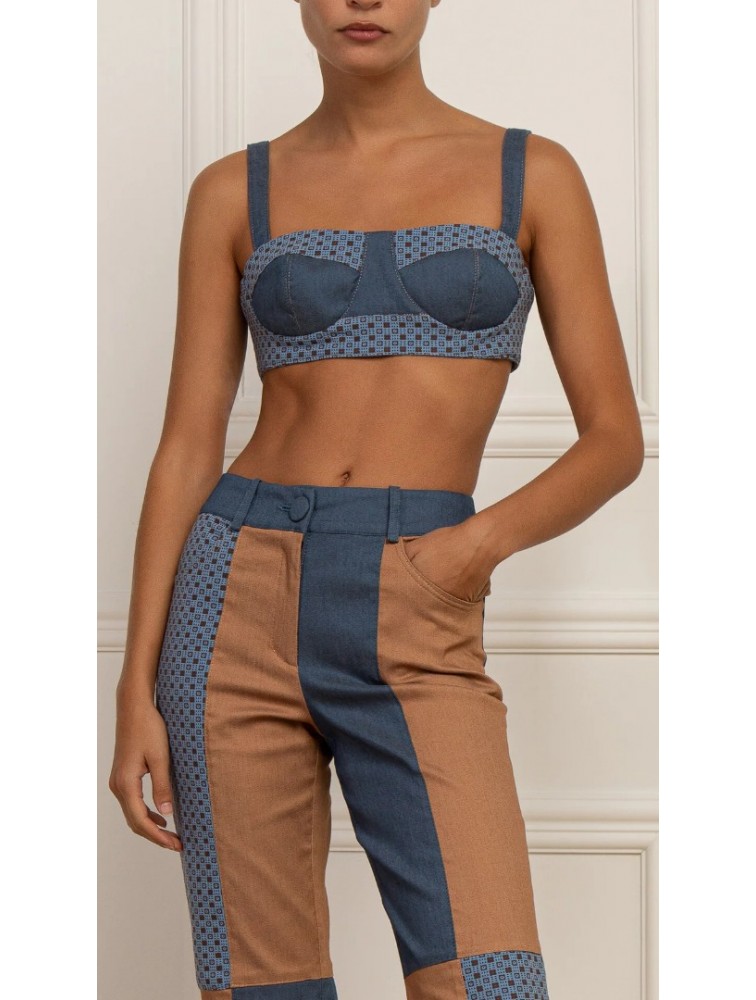 STEFANIA VAIDANI CUZCO DENIM CROP TOP Ντένιμ Τοπ