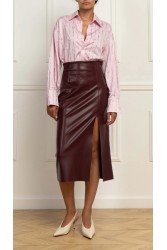 STEFANIA VAIDANI Fear Vegan Leather Midi Skirt Bordeaux Μπορντώ Φούστα