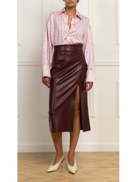 STEFANIA VAIDANI Fear Vegan Leather Midi Skirt Bordeaux STEFANIA VAIDANI Fear Vegan Leather Midi Skirt Bordeaux