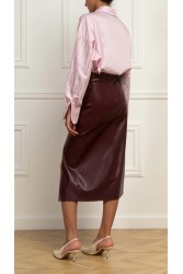 STEFANIA VAIDANI Fear Vegan Leather Midi Skirt Bordeaux Μπορντώ Φούστα