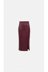 STEFANIA VAIDANI Fear Vegan Leather Midi Skirt Bordeaux Μπορντώ Φούστα