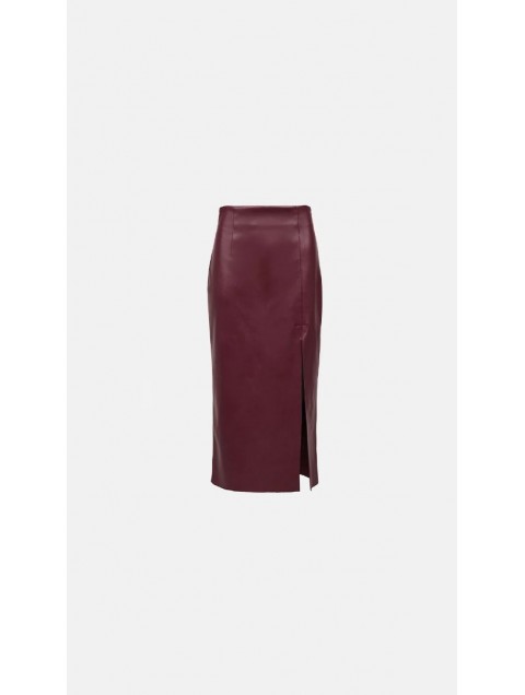 STEFANIA VAIDANI Fear Vegan Leather Midi Skirt Bordeaux STEFANIA VAIDANI Fear Vegan Leather Midi Skirt Bordeaux