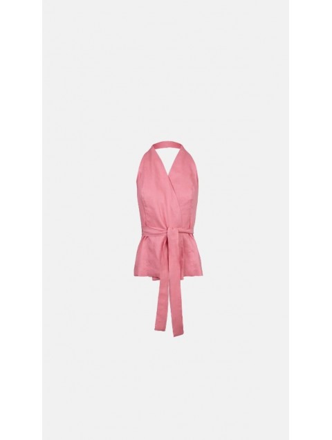 STEFANIA VAIDANI Olinda Linen Top Rose