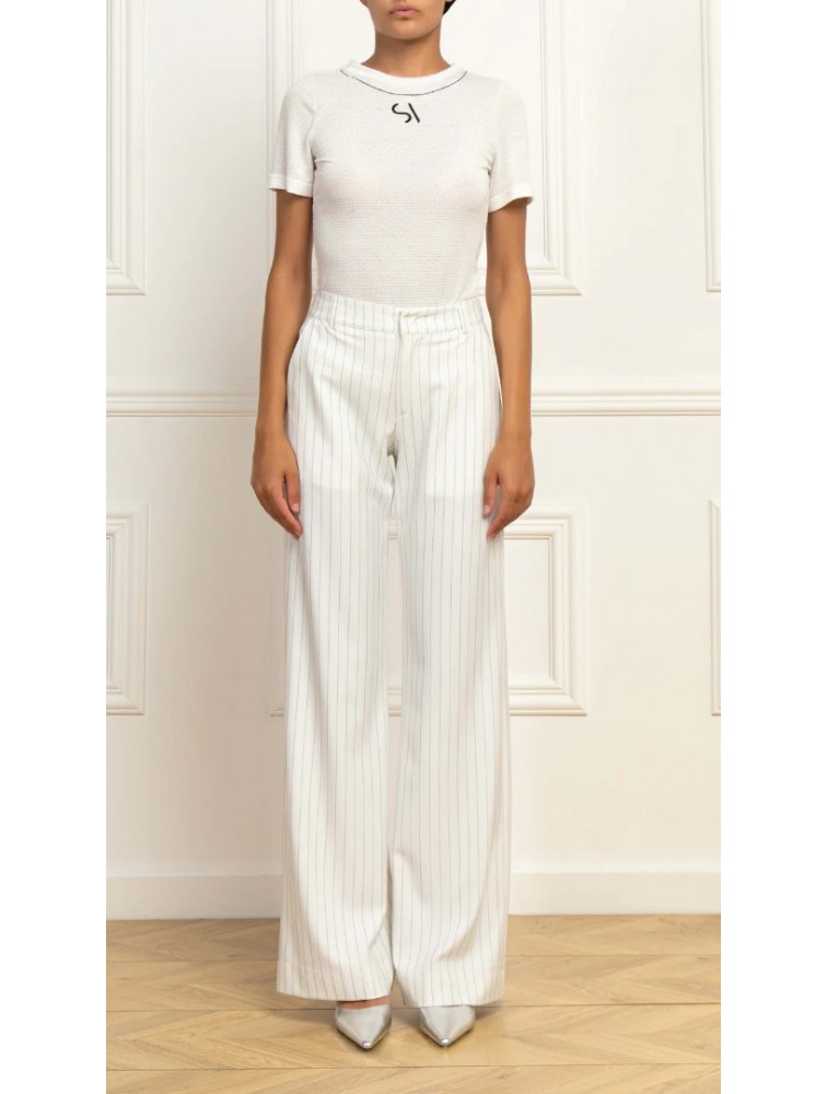 STEFANIA VAIDANI Satisfaction Knit top White Λευκό Τοπ με το λογότυπο SV