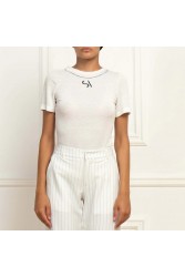 STEFANIA VAIDANI Satisfaction Knit top White Λευκό Τοπ με το λογότυπο SV