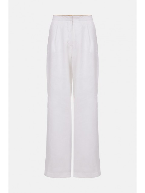 STEFANIA VAIDANI Voile Linen Pants Λευκό Λινό Παντελόνι