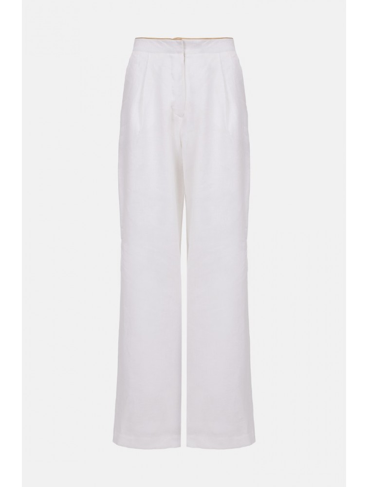 STEFANIA VAIDANI Voile Linen Pants Λευκό Λινό Παντελόνι