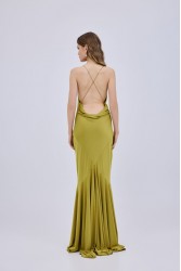 STUDIO 83 Halter Triangles Maxi Dress Lime Λάιμ Φόρεμα