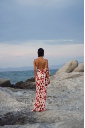 STUDIO 83 Maxi Berrie Print Dress Εμπριμέ Μάξι Φόρεμα