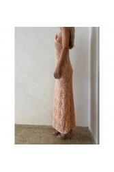STUDIO 83 Lace Dress Peach Ροδακινί Φόρεμα δαντέλα