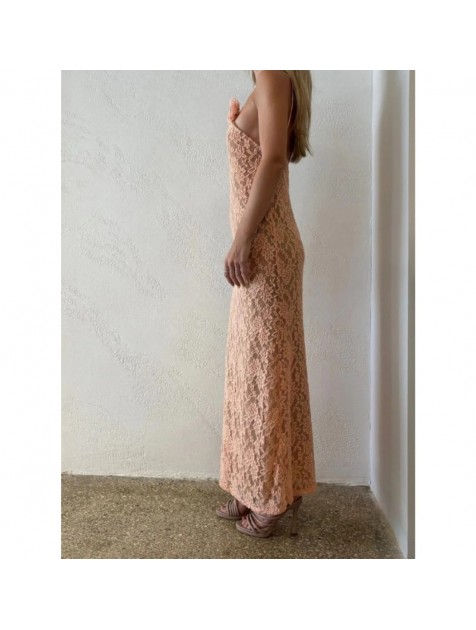 STUDIO 83 Lace Dress Peach Ροδακινί Φόρεμα δαντέλα