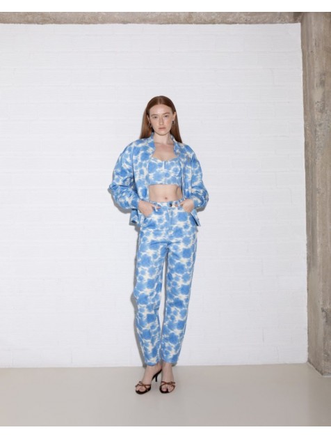 STUDIO 83 Mara Jean Flower Blue Τζιν Παντελόνι