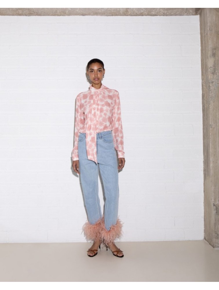 STUDIO 83 Flower Bow Shirt Coral Κοραλί Πουκάμισο