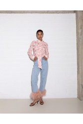 STUDIO 83 Flower Bow Shirt Coral Κοραλί Πουκάμισο