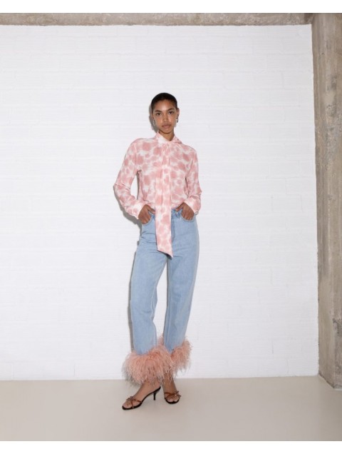 STUDIO 83 Flower Bow Shirt Coral Κοραλί Πουκάμισο