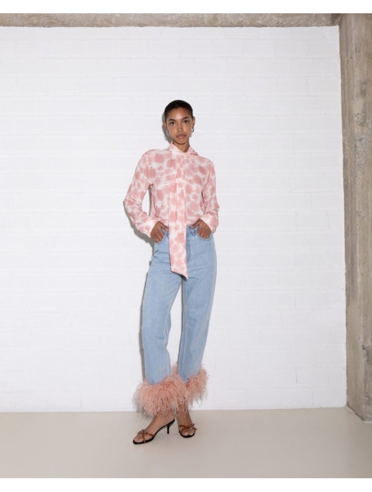 STUDIO 83 Flower Bow Shirt Coral Κοραλί Πουκάμισο