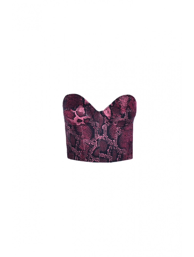 STUDIO 83 Mara Jean Bustier Python Bordeaux Μπορντώ Τζιν Μπούστο