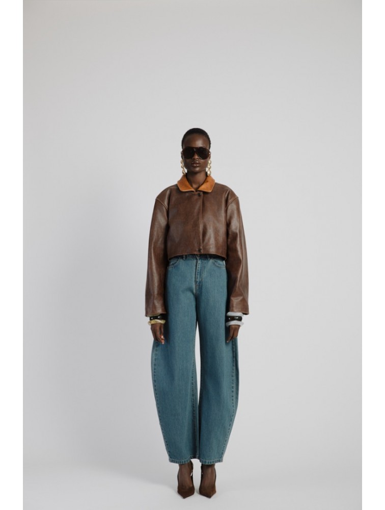 STUDIO 83 Crop Jacket Brown&Camel