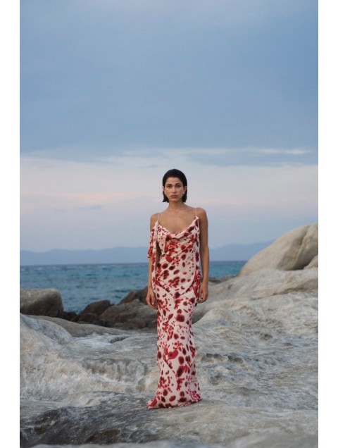 STUDIO 83 Maxi Berrie Print Dress Εμπριμέ Μάξι Φόρεμα