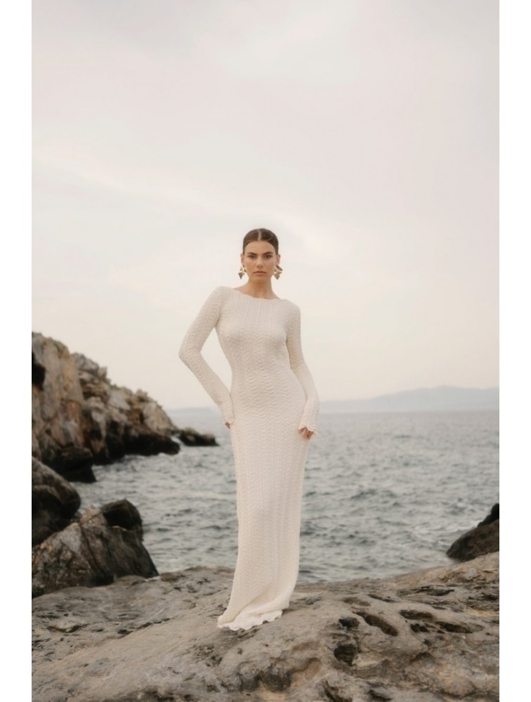 STUDIO 83 Sifnos White Maxi Dress Μάξι Λευκό Φόρεμα