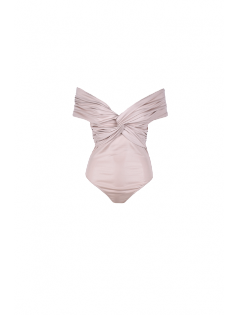 STUDIO 83 Bodysuit Off Shoulder Sleevless Beige Μπεζ Κορμάκι 