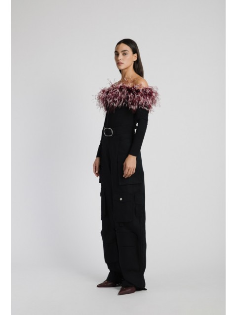 STUDIO 83 Feather Top Burgundy