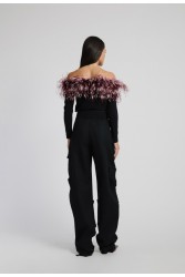 STUDIO 83 Feather Top Burgundy