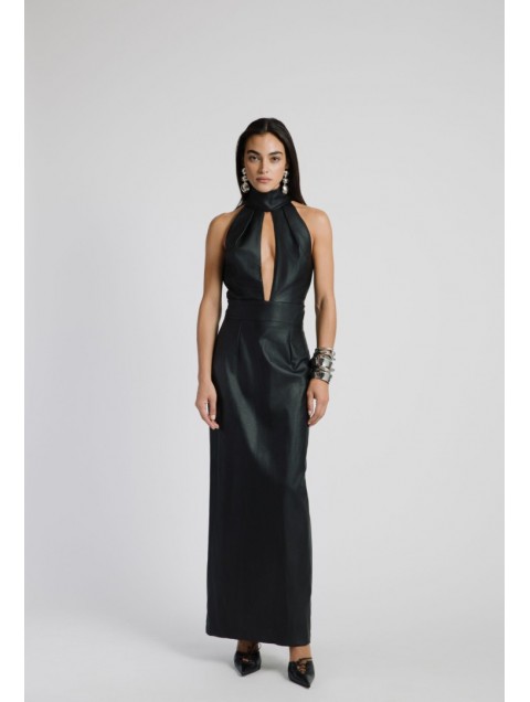 STUDIO 83 Halter Dress Black Μαύρο Φόρεμα 